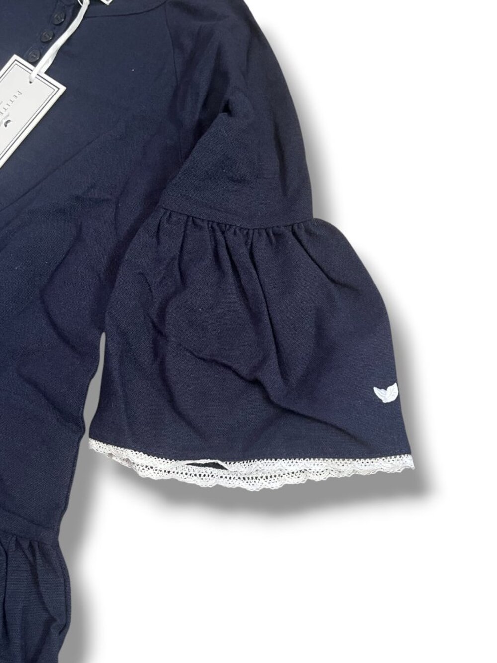 NWT Navy Petite Plume Girls Lace Lined Bell Sleeve Arabella Nightgown Size 2Y - Picture 3 of 5